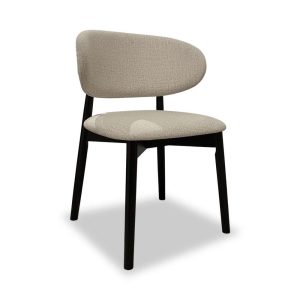 Amias-B Wood Dining Chair (Black, Easy Clean Beige)