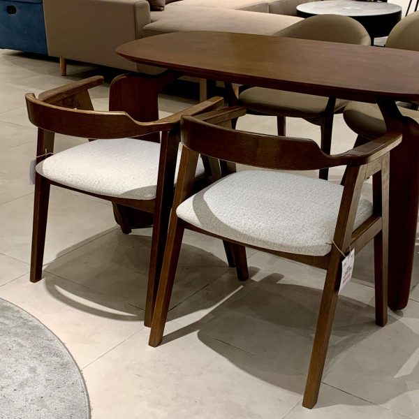 Kenny Dining Chair (Walnut, Easy Clean Beige) - Image 4